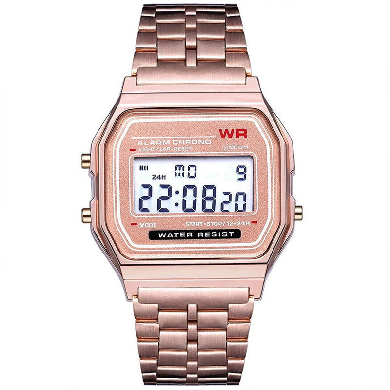 Relógio Esportivo Unissex WR Vintage Mais Vendido-Prata E Branco Com Números De LED Pretos , Estilo Retrô.