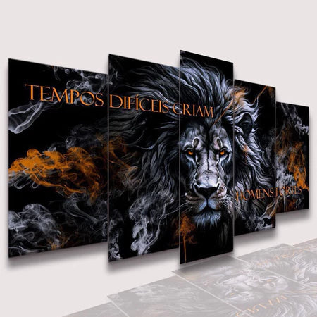 Conjunto Quadro Decorativo Mosaico Leão de Juda Cristão o Kit Parede Sala e Quarto PVC Decoração