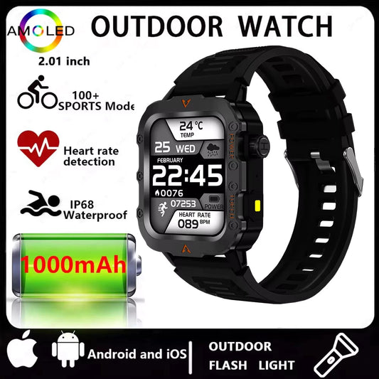 Xiaomi Relógio Inteligente Lanterna Esporte Ao Ar Livre Led SmartWatch Bluetooth Chamada De Telefone Monitor Saúde