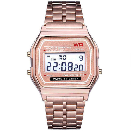 Relógio Esportivo Unissex WR Vintage Mais Vendido-Prata E Branco Com Números De LED Pretos , Estilo Retrô.
